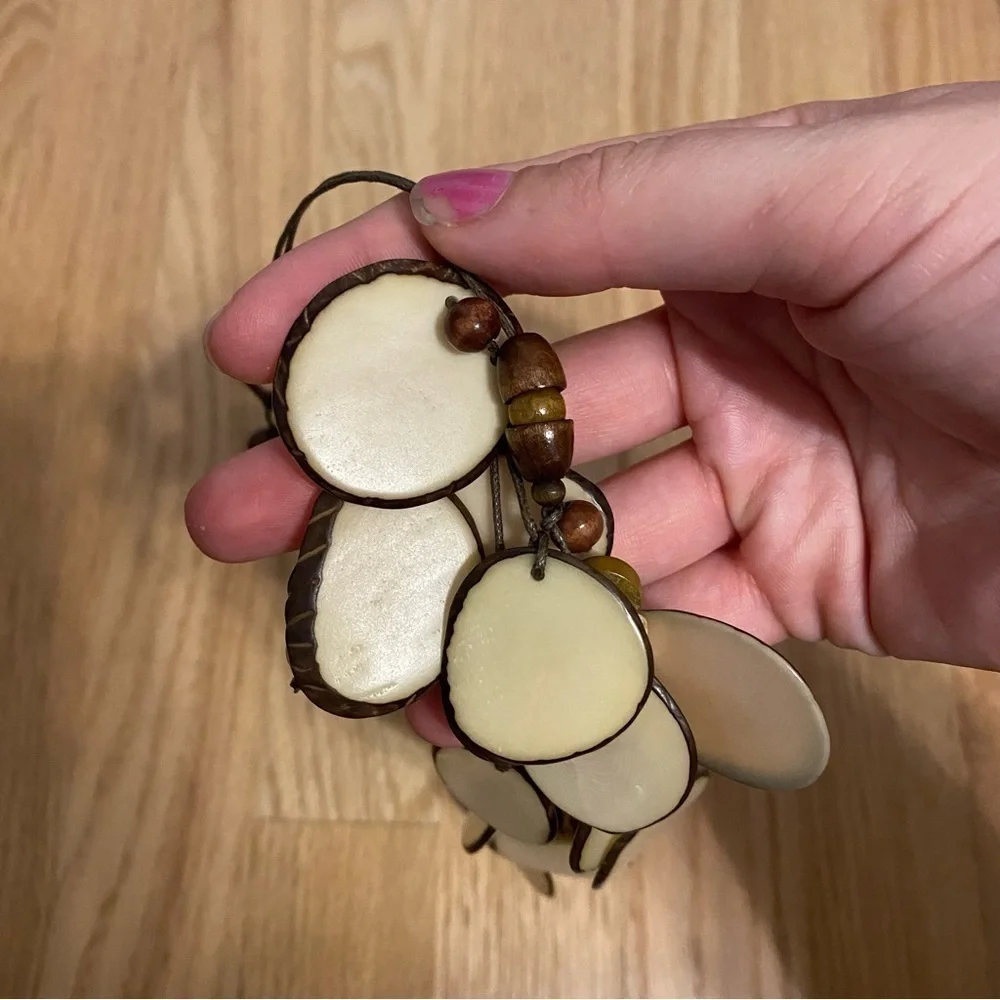 TAGUA WOMEN'S IVORA ILIANA NECKLACE Brown Cream Dangle Boho
